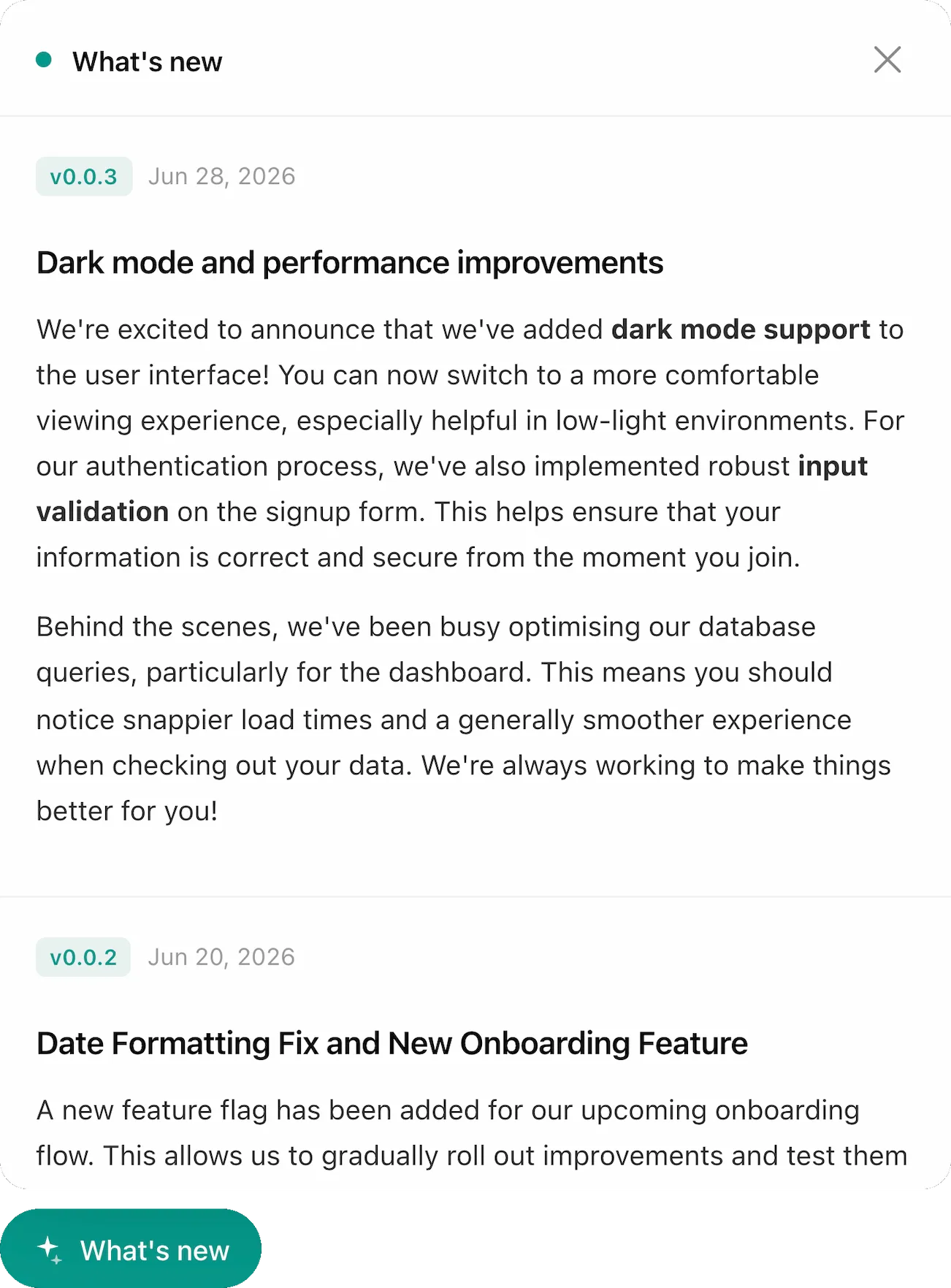 Embeddable changelog widget with ReleaseBase